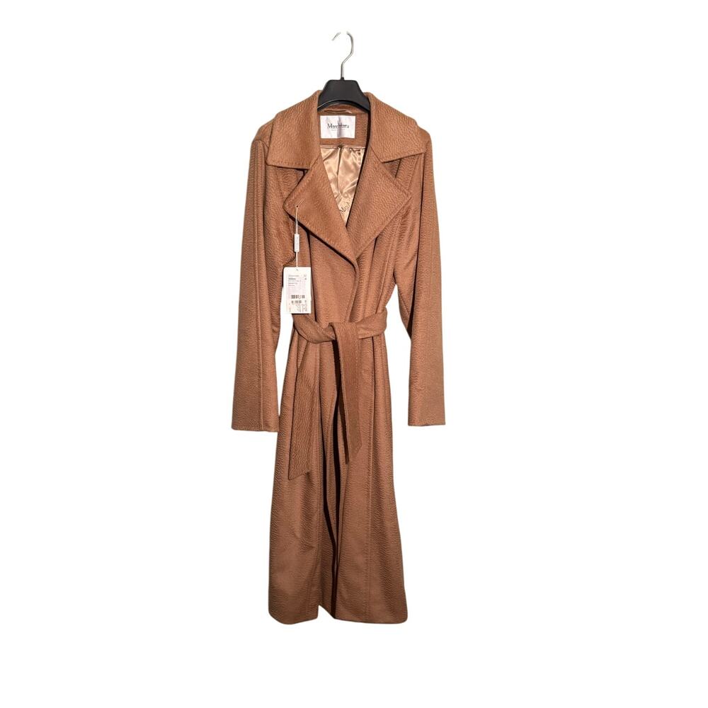 New MAX MARA Iconic Manuela Belted Wrap Coat Trench Tan Camel Hair US 16 $3650